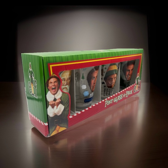 ELF THE MOVIE BRAND NEW 4 PACK PINT HOLIDAY GLASSES WILL FERRELL. ICUP Brand - Picture 8 of 13